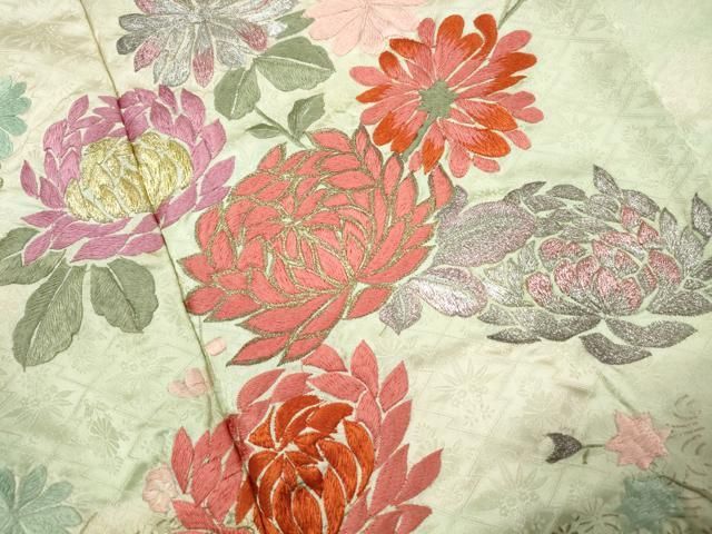 平和屋着物■豪華振袖　総刺繍　枝花文　菊　暈し染め　金銀糸　正絹　逸品　DABL3142qa