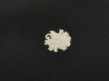 平和屋着物■豪華黒留袖　駒刺繍　孔雀　金彩　正絹　逸品　DABL3143qa