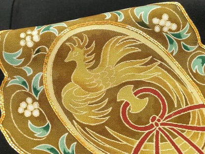 平和屋着物■豪華黒留袖　駒刺繍　鏡裏花鳥文　金彩　正絹　逸品　未使用　DABL3144qa
