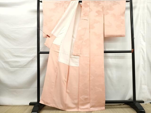 平和屋着物■上質な色無地　雲重ね地紋　一斤染色　正絹　逸品　DABL3145qa