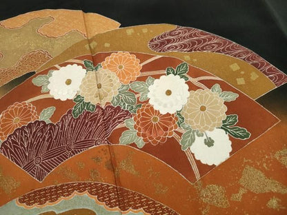 平和屋着物■豪華黒留袖　作家物　刺繍　地紙花松文　暈し染め　金彩　正絹　逸品　DABL3148qa