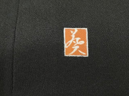 平和屋着物■豪華黒留袖　作家物　刺繍　地紙花松文　暈し染め　金彩　正絹　逸品　DABL3148qa