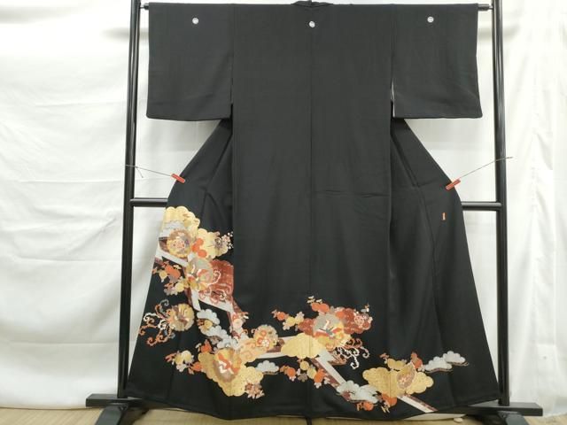 平和屋着物■豪華黒留袖　作家物　駒刺繍　雪輪花鳥文　金彩　正絹　逸品　DABL3150qa
