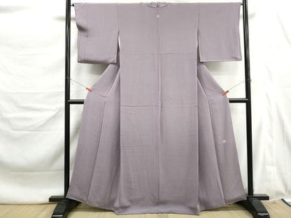 平和屋着物■上質な色無地　紅藤色　鬼しぼ縮緬　正絹　逸品　DABL3151qa