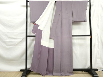 平和屋着物■上質な色無地　紅藤色　鬼しぼ縮緬　正絹　逸品　DABL3151qa