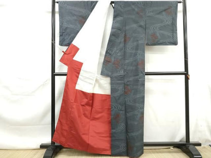 平和屋着物■本場大島紬　色紙流水花文　証紙付き　正絹　逸品　DABL3155qa