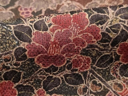 平和屋着物■上質な小紋　椿花文　暈し染め　銀彩　鬼しぼ縮緬　正絹　逸品　DABL3156qa