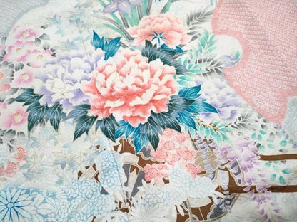 平和屋着物■豪華振袖　絞り　花車文　暈し染め　金彩　正絹　逸品　DABL3161qa
