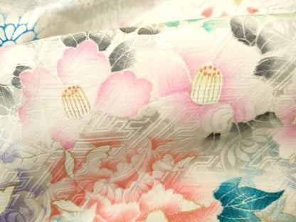 平和屋着物■豪華振袖　絞り　花車文　暈し染め　金彩　正絹　逸品　DABL3161qa
