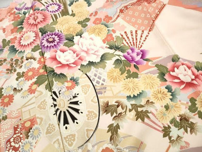 平和屋着物■豪華振袖　花車扇面花文　金彩　正絹　逸品　DABL3165qa