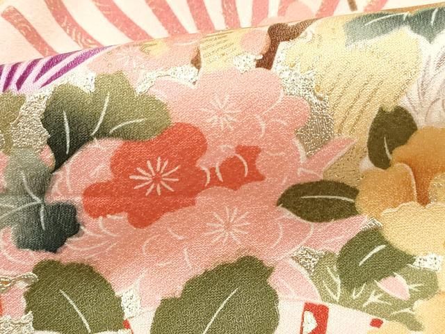 平和屋着物■豪華振袖　花車扇面花文　金彩　正絹　逸品　DABL3165qa