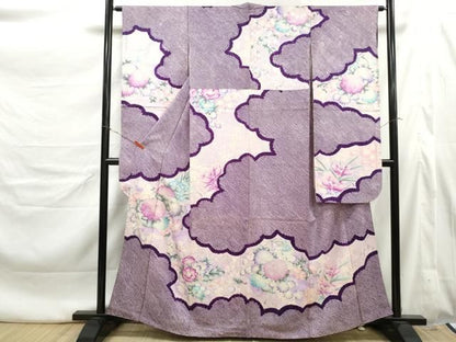 平和屋着物■豪華振袖　絞り　刺繍　雲取り草花文　金彩　正絹　逸品　DABL3169qa