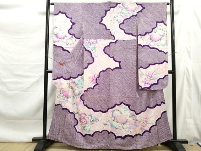 平和屋着物■豪華振袖　絞り　刺繍　雲取り草花文　金彩　正絹　逸品　DABL3169qa