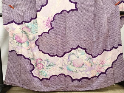 平和屋着物■豪華振袖　絞り　刺繍　雲取り草花文　金彩　正絹　逸品　DABL3169qa