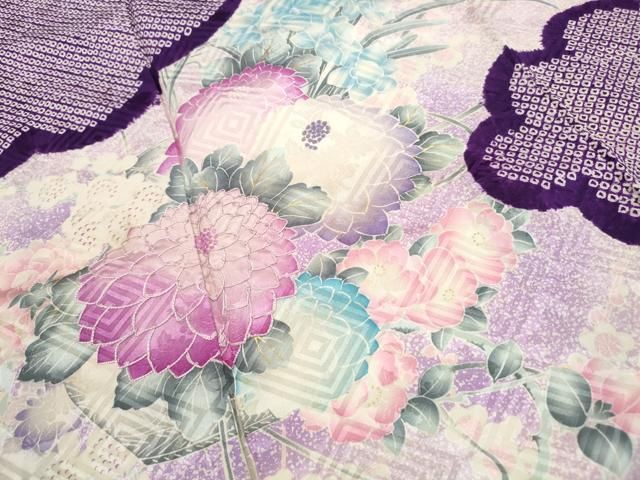 平和屋着物■豪華振袖　絞り　刺繍　雲取り草花文　金彩　正絹　逸品　DABL3169qa