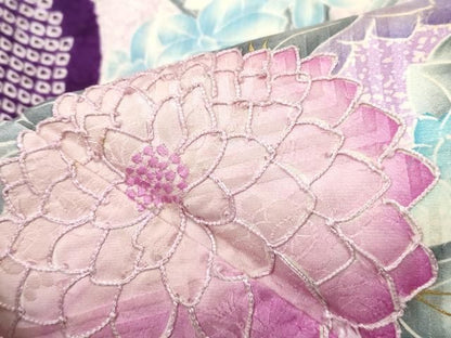 平和屋着物■豪華振袖　絞り　刺繍　雲取り草花文　金彩　正絹　逸品　DABL3169qa