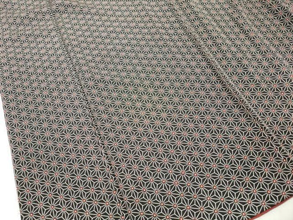 平和屋着物■上質な小紋　麻の葉文　黒地　正絹　逸品　DABL3187qa