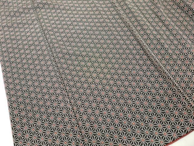 平和屋着物■上質な小紋　麻の葉文　黒地　正絹　逸品　DABL3187qa