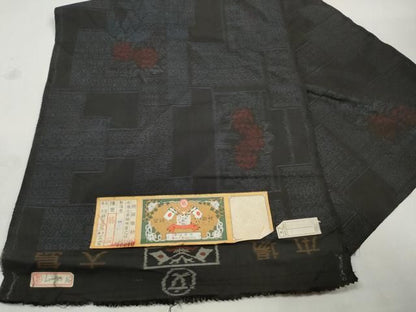平和屋着物■本場大島紬　風景花文　証紙付き　正絹　逸品　未使用　DABL3190qa