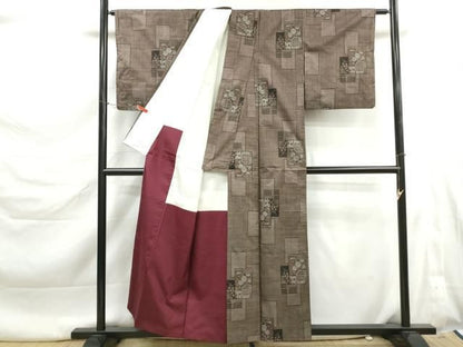 平和屋着物■本場大島紬　7マルキ　風景花文　正絹　逸品　DABL3193qa