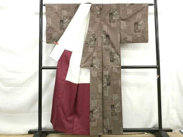 平和屋着物■本場大島紬　7マルキ　風景花文　正絹　逸品　DABL3193qa