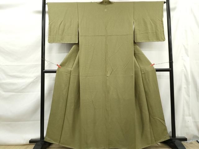 平和屋着物■上質な色無地　霞地紋　根岸色　正絹　逸品　未使用　DABL3198qa