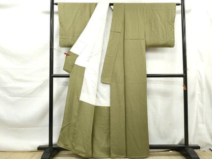 平和屋着物■上質な色無地　霞地紋　根岸色　正絹　逸品　未使用　DABL3198qa