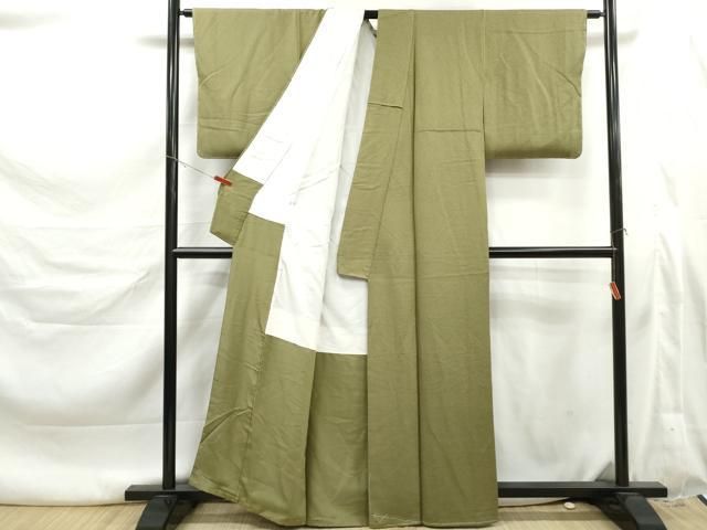 平和屋着物■上質な色無地　霞地紋　根岸色　正絹　逸品　未使用　DABL3198qa