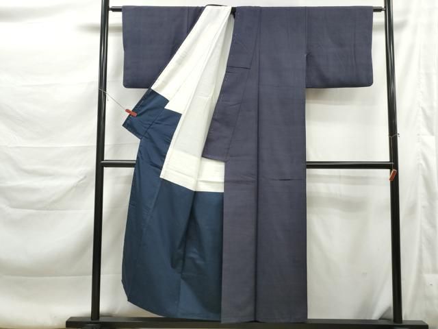 平和屋着物■上質な紬　霞文　青褐色　正絹　逸品　DABL3208qa