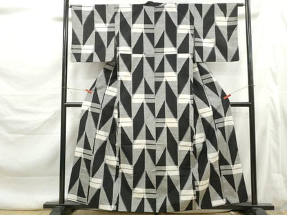 平和屋着物■上質な紬　幾何学文　正絹　逸品　DABL3213qa