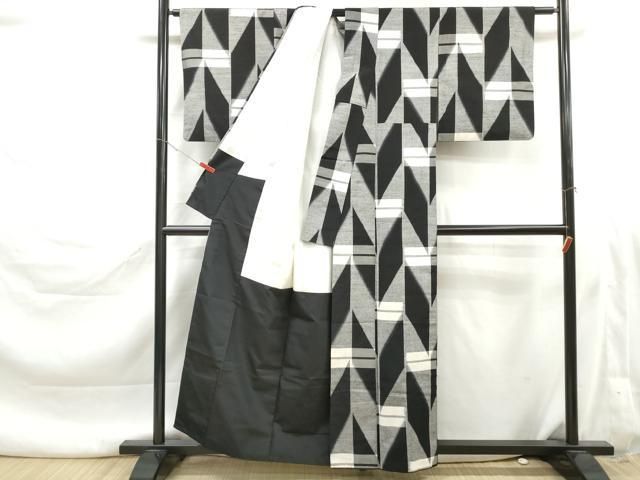 平和屋着物■上質な紬　幾何学文　正絹　逸品　DABL3213qa