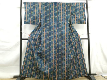 平和屋着物■上質な紬　幾何学間道　正絹　逸品　DABL3223qa