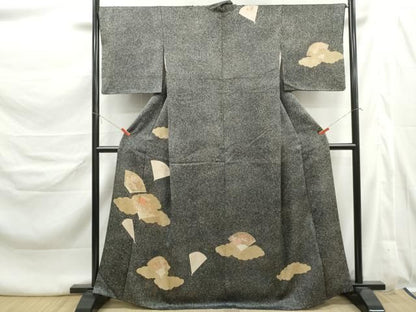 平和屋着物■訪問着　駒刺繍　雲取り扇面花文　金彩　正絹　逸品　DABL3230qa