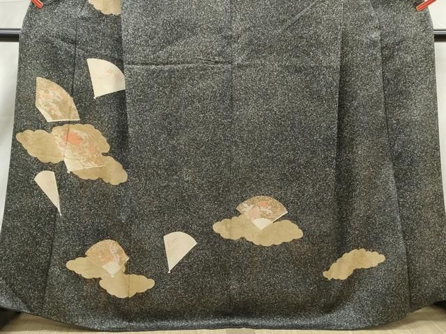 平和屋着物■訪問着　駒刺繍　雲取り扇面花文　金彩　正絹　逸品　DABL3230qa