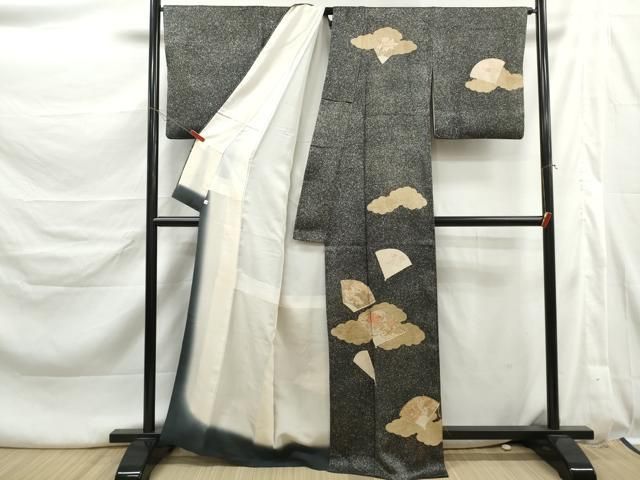 平和屋着物■訪問着　駒刺繍　雲取り扇面花文　金彩　正絹　逸品　DABL3230qa