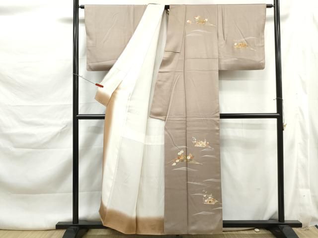平和屋着物■訪問着　刺繍　扇面花文　金彩　正絹　逸品　DABL3232qa