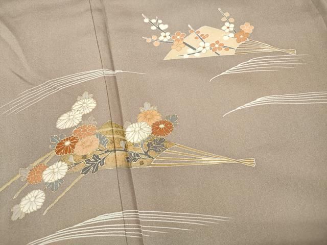 平和屋着物■訪問着　刺繍　扇面花文　金彩　正絹　逸品　DABL3232qa