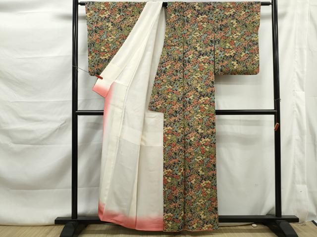 平和屋着物■上質な小紋　草花文　正絹　逸品　DABL3233qa