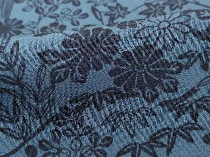 平和屋着物■本藍　型絵染　小紋　草花文　正絹　逸品　DABL3236qa