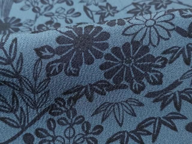 平和屋着物■本藍　型絵染　小紋　草花文　正絹　逸品　DABL3236qa