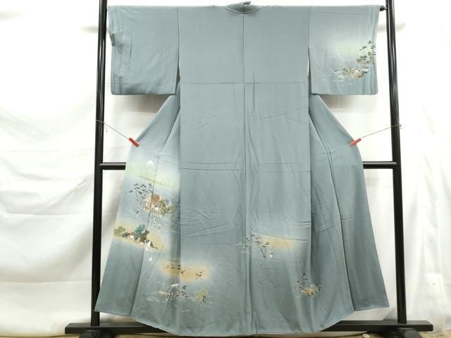 平和屋着物■訪問着　人物風景文　暈し染め　金彩　正絹　逸品　DABL3250qa