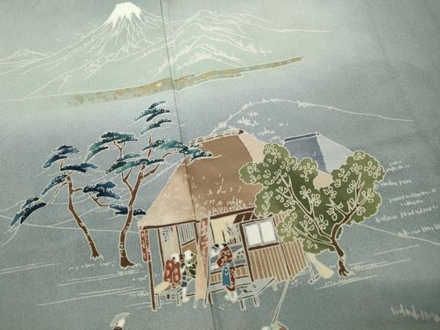 平和屋着物■訪問着　人物風景文　暈し染め　金彩　正絹　逸品　DABL3250qa