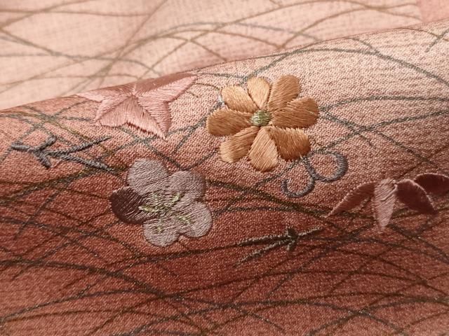平和屋着物■訪問着　刺繍　舞花文　暈し染め　金彩　正絹　逸品　DABL3252qa