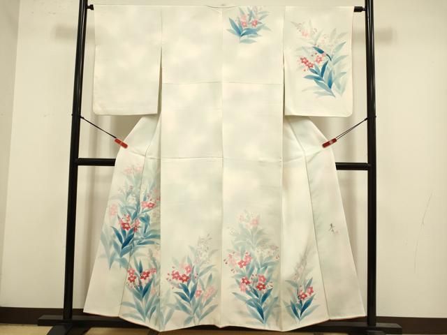 平和屋着物●巨匠　前田華清　手描き　訪問着　手描き　草花文　正絹　逸品　DABL3522du