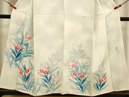 平和屋着物●巨匠　前田華清　手描き　訪問着　手描き　草花文　正絹　逸品　DABL3522du