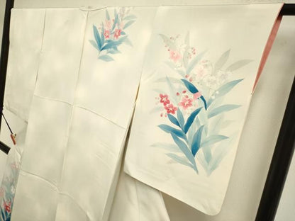 平和屋着物●巨匠　前田華清　手描き　訪問着　手描き　草花文　正絹　逸品　DABL3522du