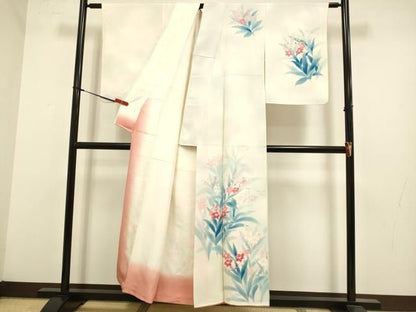 平和屋着物●巨匠　前田華清　手描き　訪問着　手描き　草花文　正絹　逸品　DABL3522du