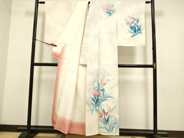 平和屋着物●巨匠　前田華清　手描き　訪問着　手描き　草花文　正絹　逸品　DABL3522du