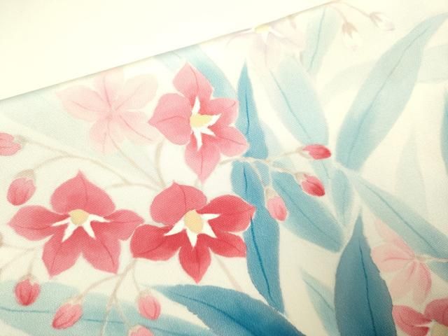 平和屋着物●巨匠　前田華清　手描き　訪問着　手描き　草花文　正絹　逸品　DABL3522du