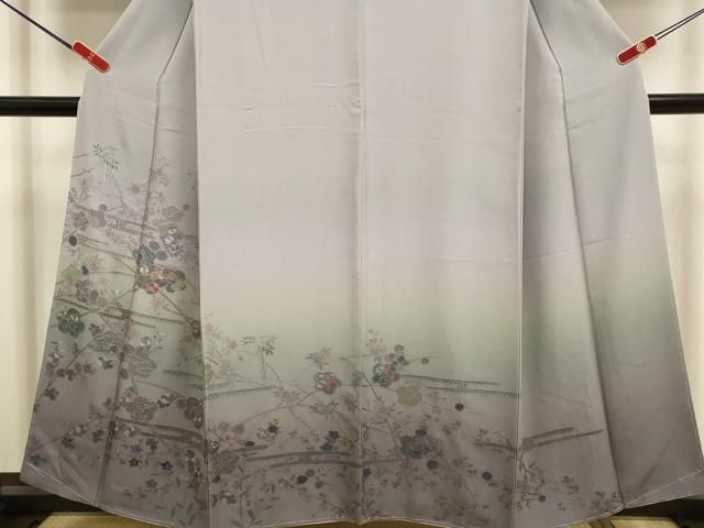 平和屋着物●中国三大刺繍　スワトウ刺繍　汕頭刺繍　相良刺繍　総刺繍　訪問着　枝花文　暈し染め　正絹　逸品　未使用　DABL3523du